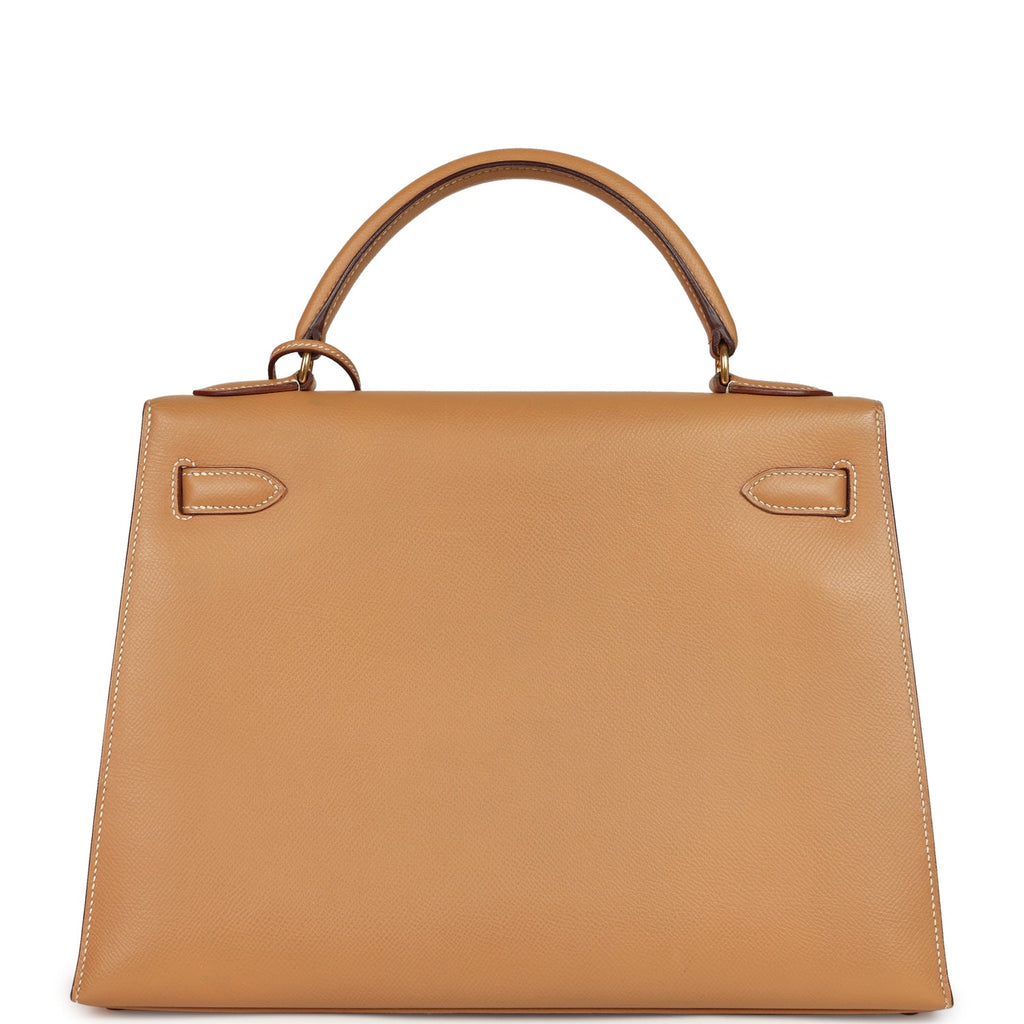 Vintage Hermes Sellier Kelly 32 Naturel Courchevel Gold Hardware