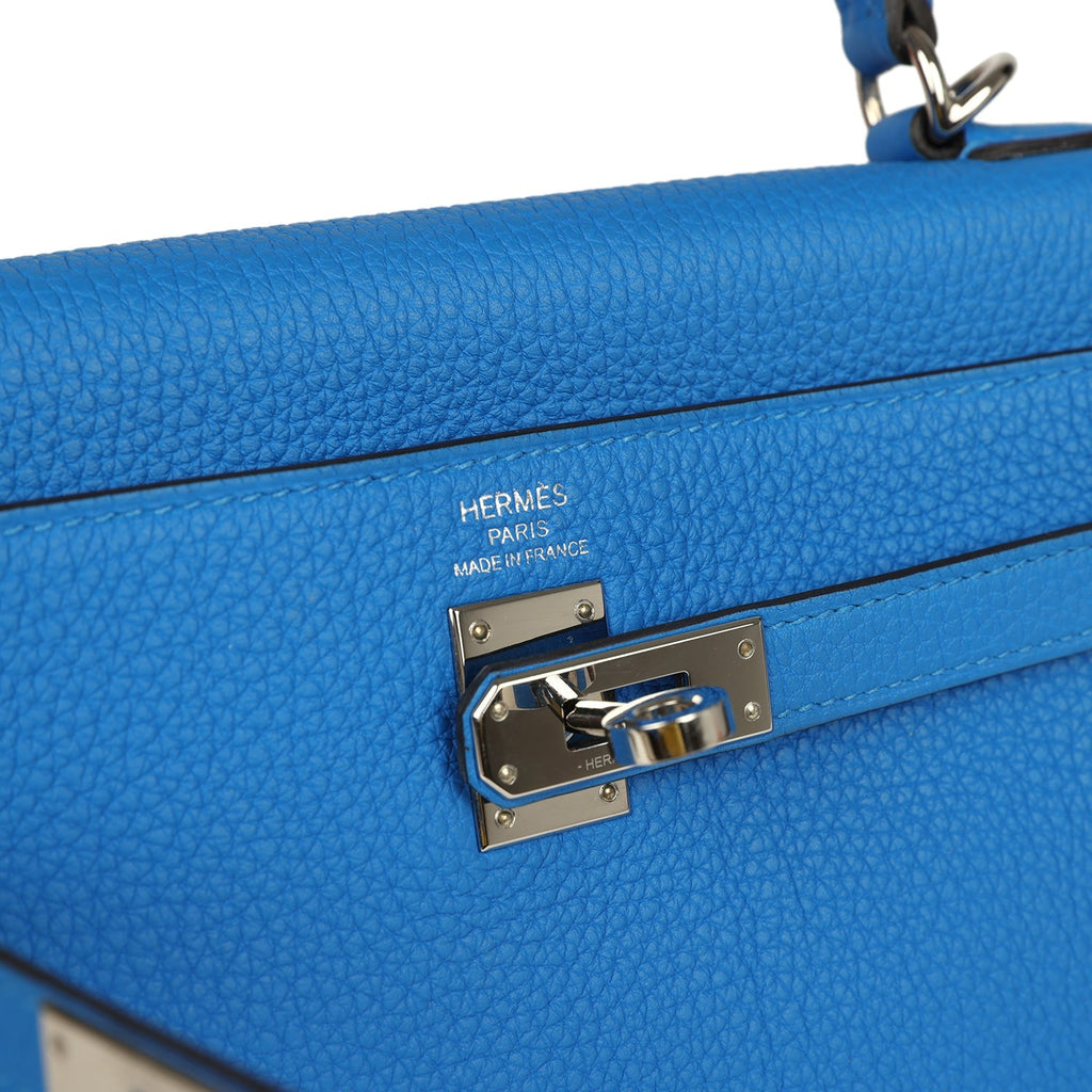 Hermes Kelly Retourne 25 Bleu France Togo Palladium Hardware