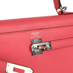 Hermes Kelly Sellier 25 Rose Lipstick Chevre Mysore Palladium Hardware