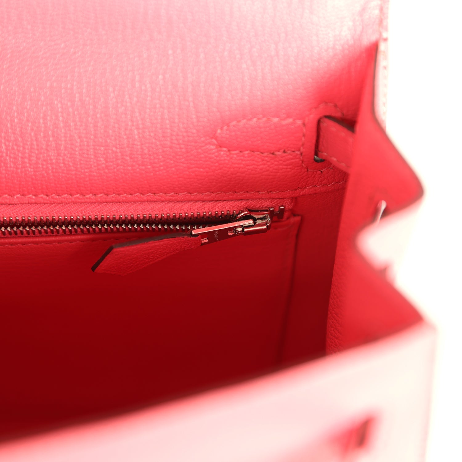 Hermes Kelly Sellier 25 Rose Lipstick Chevre Mysore Palladium Hardware