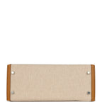 Hermes Kelly Sellier 28 Beige & Ecru Toile H Canvas and Sesame Swift Palladium Hardware