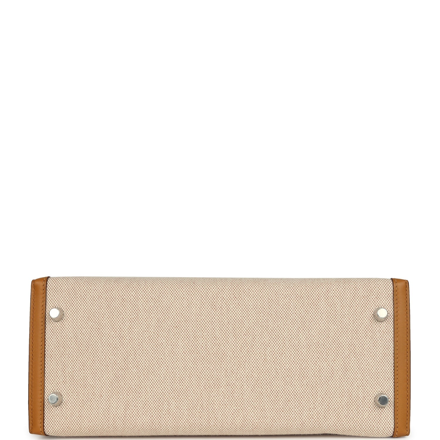 Hermes Kelly Sellier 28 Beige & Ecru Toile H Canvas and Sesame Swift Palladium Hardware