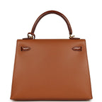Hermes Kelly Sellier 25 Gold Madame and Miel Shiny Niloticus Crocodile Touch Gold Hardware