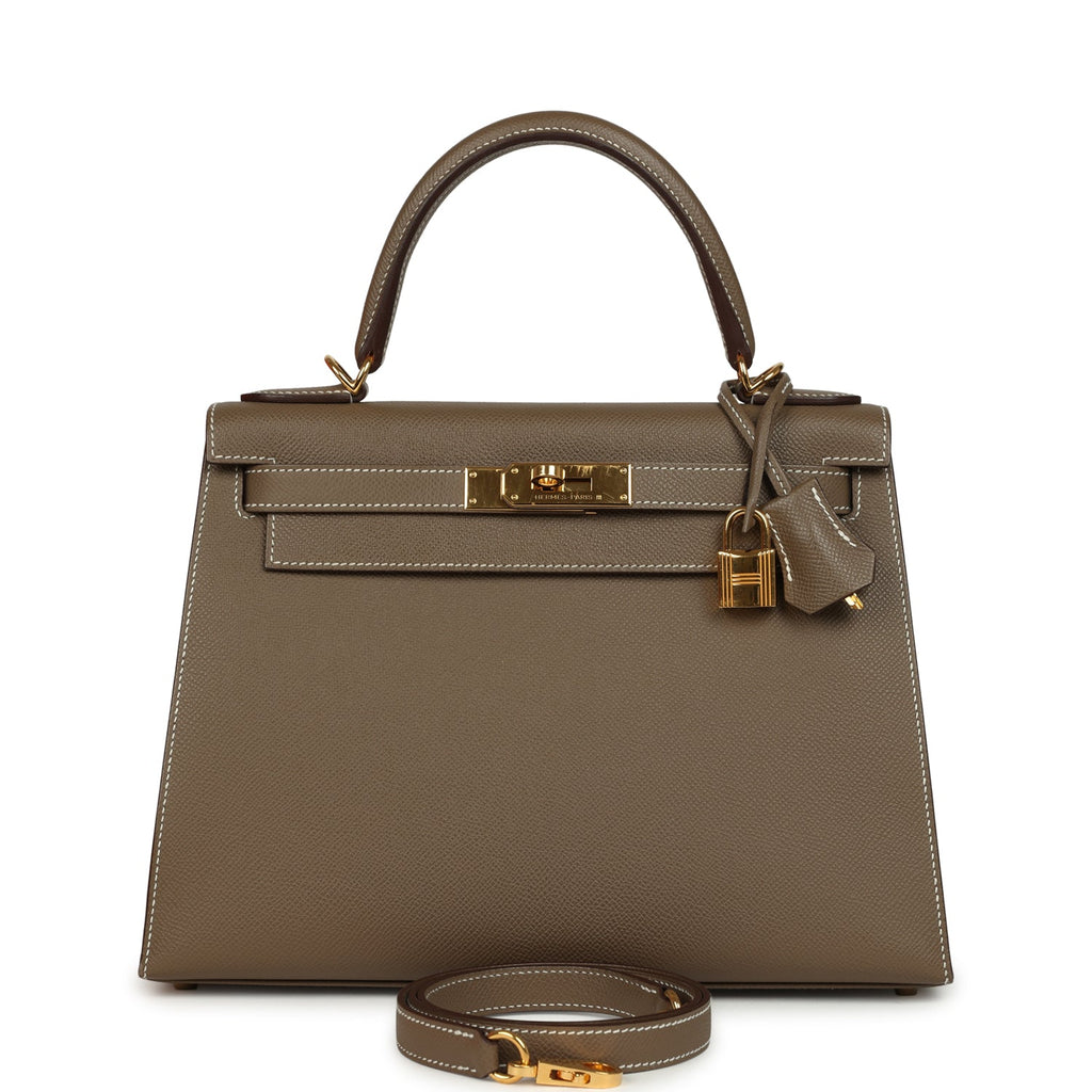 Hermes Kelly Sellier 28 Etoupe Epsom Gold Hardware