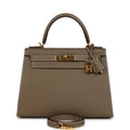 Hermes Kelly Sellier 28 Etoupe Epsom Gold Hardware