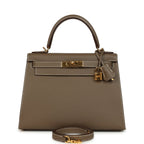 Hermes Kelly Sellier 28 Etoupe Epsom Gold Hardware