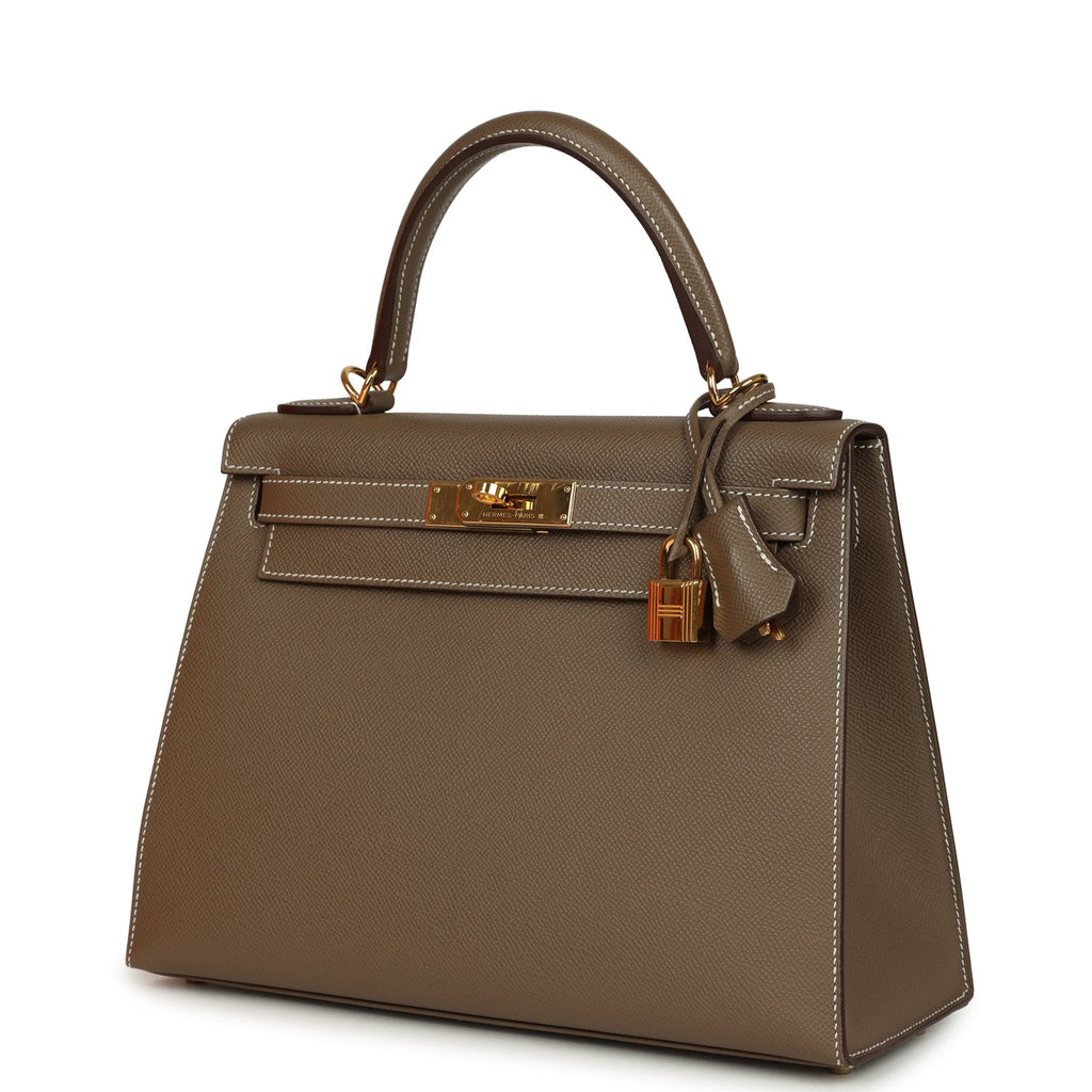 Hermes Kelly Sellier 28 Etoupe Epsom Gold Hardware