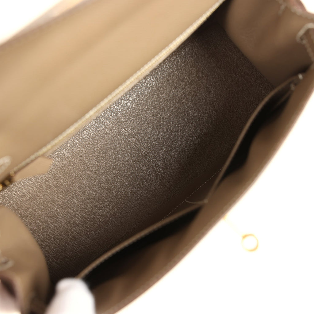 Hermes Kelly Sellier 28 Etoupe Epsom Gold Hardware