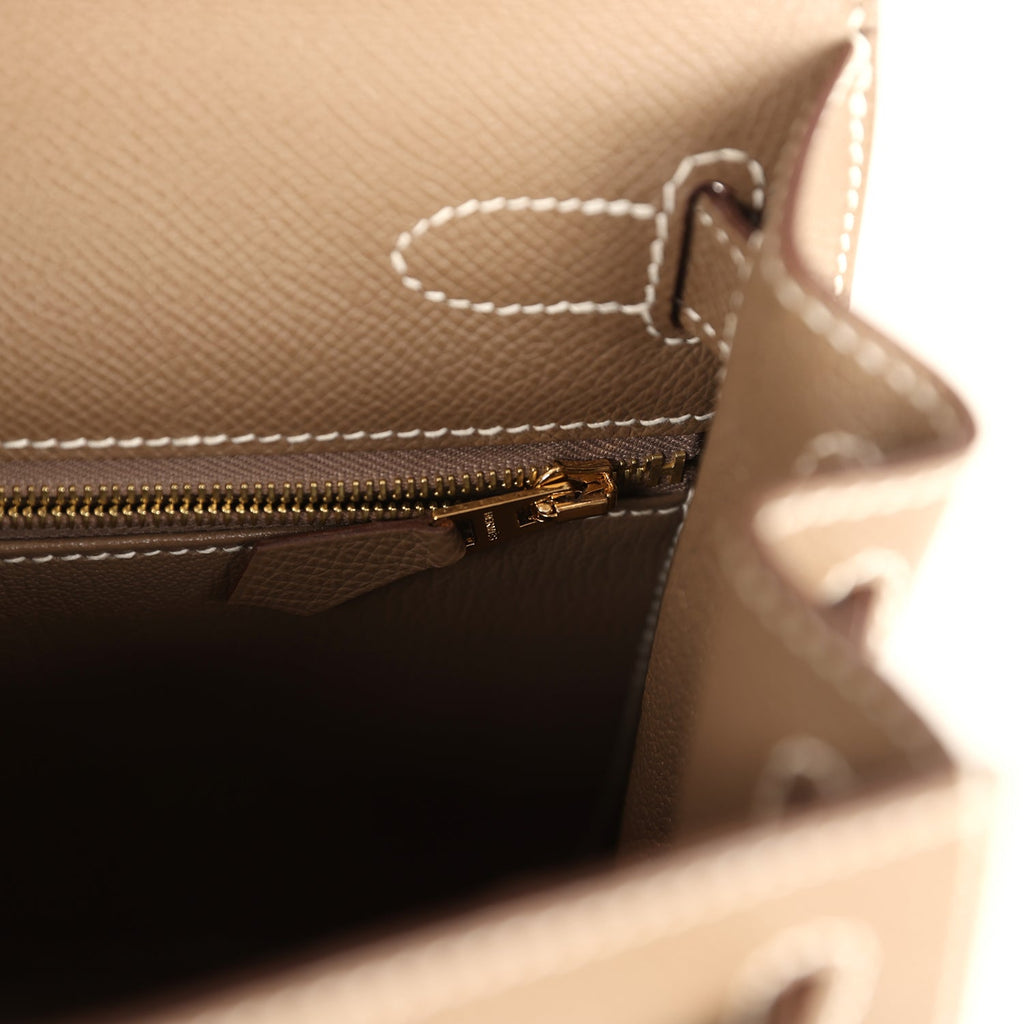 Hermes Kelly Sellier 28 Etoupe Epsom Gold Hardware