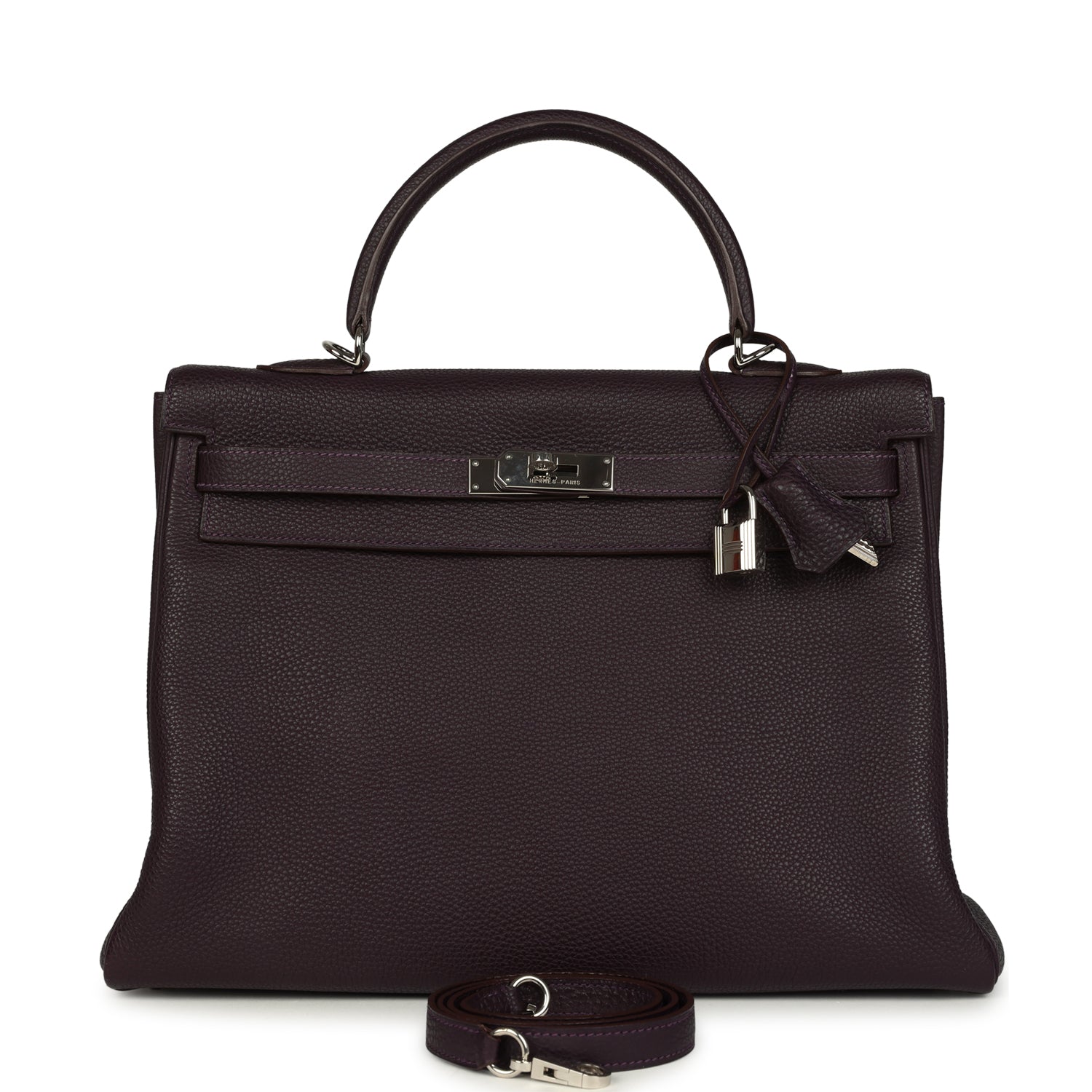 Hermes Kelly Retourne 35 Raisin Togo Palladium Hardware