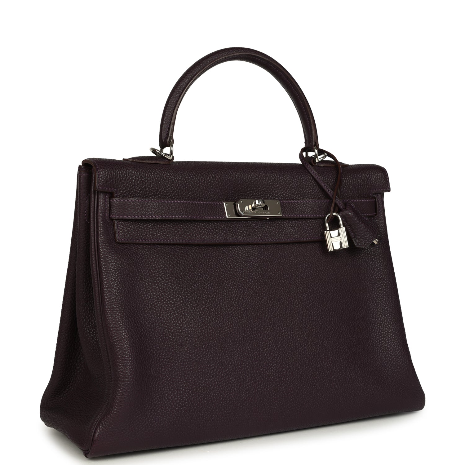 Hermes Kelly Retourne 35 Raisin Togo Palladium Hardware