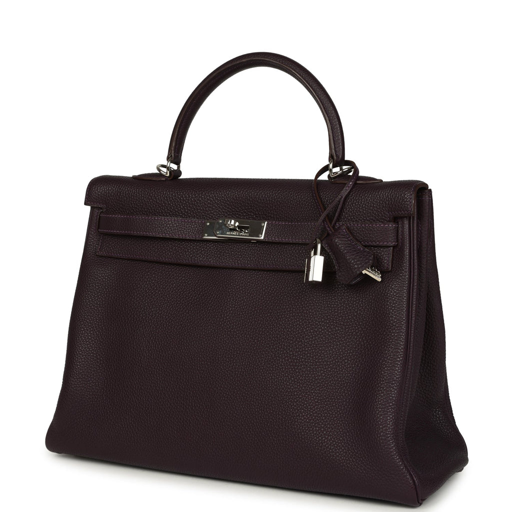 Hermes Kelly Retourne 35 Raisin Togo Palladium Hardware