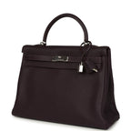Hermes Kelly Retourne 35 Raisin Togo Palladium Hardware