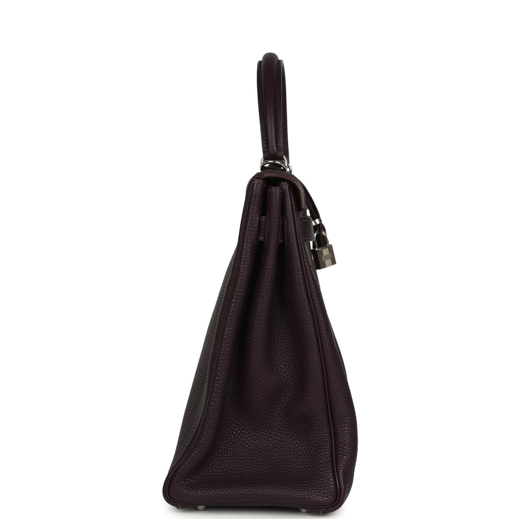 Hermes Kelly Retourne 35 Raisin Togo Palladium Hardware