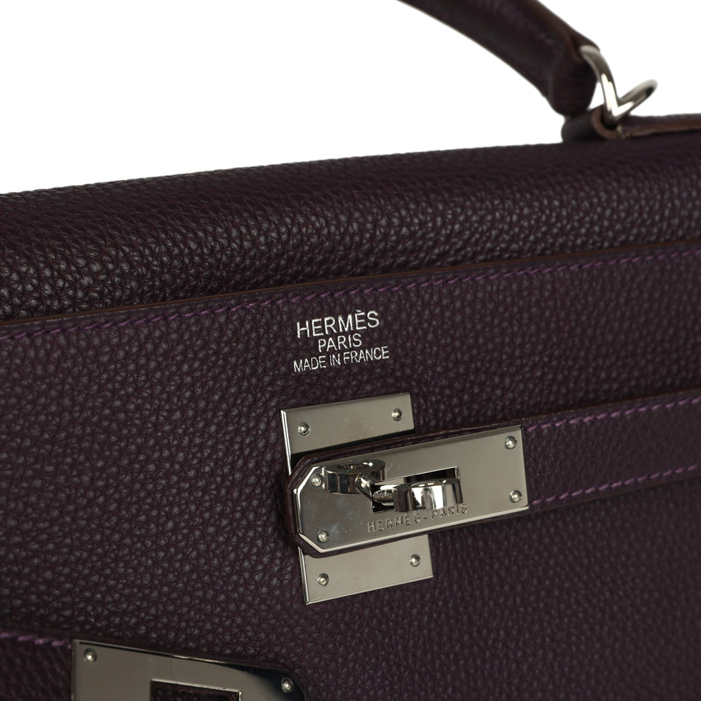 Hermes Kelly Retourne 35 Raisin Togo Palladium Hardware