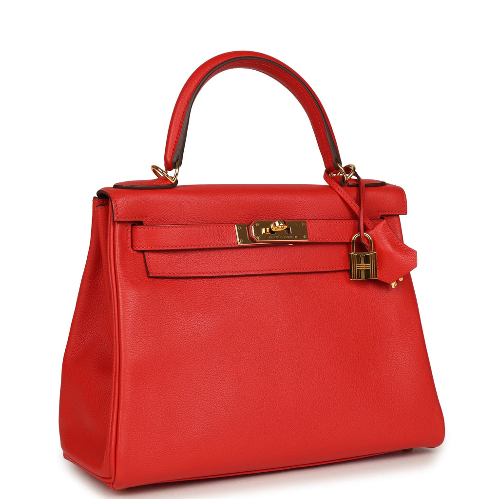 Hermes Kelly Retourne 28 Rouge Tomate Evercolor Gold Hardware