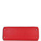 Vintage Hermes Kelly Retourne 35 Rouge Vif Gulliver Gold Hardware