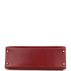 Vintage Hermes Kelly Sellier 35 Rouge H Veau Grain Lisse Gold Hardware