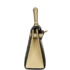 Hermes Special Order (HSS) Kelly Sellier 20 Black and Vanille Matte Alligator Permabrass Hardware