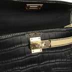 Hermes Special Order (HSS) Kelly Sellier 20 Black and Vanille Matte Alligator Permabrass Hardware