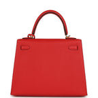 Hermes Kelly Sellier 25 Rouge Radieux Epsom Gold Hardware