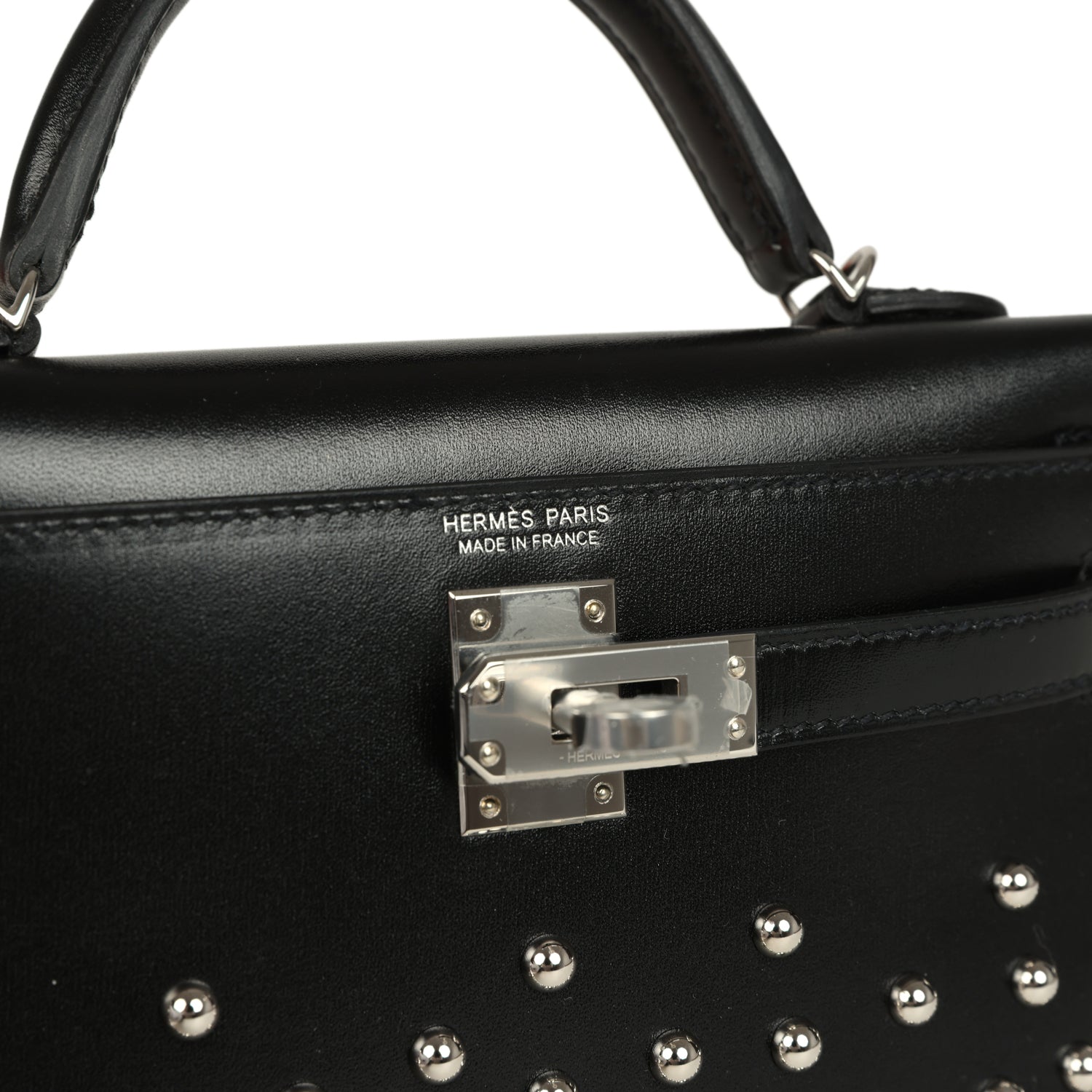 Hermes Kelly Sellier 20 Clouté Black Box Palladium Hardware