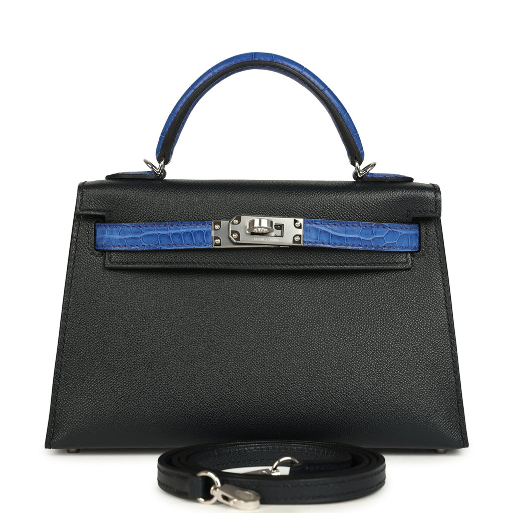 Hermes Kelly Sellier 20 Bleu De Minuit Madame and Bleu Electric Matte Alligator Mississippiensis Touch Palladium Hardware