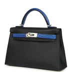 Hermes Kelly Sellier 20 Bleu De Minuit Madame and Bleu Electric Matte Alligator Mississippiensis Touch Palladium Hardware