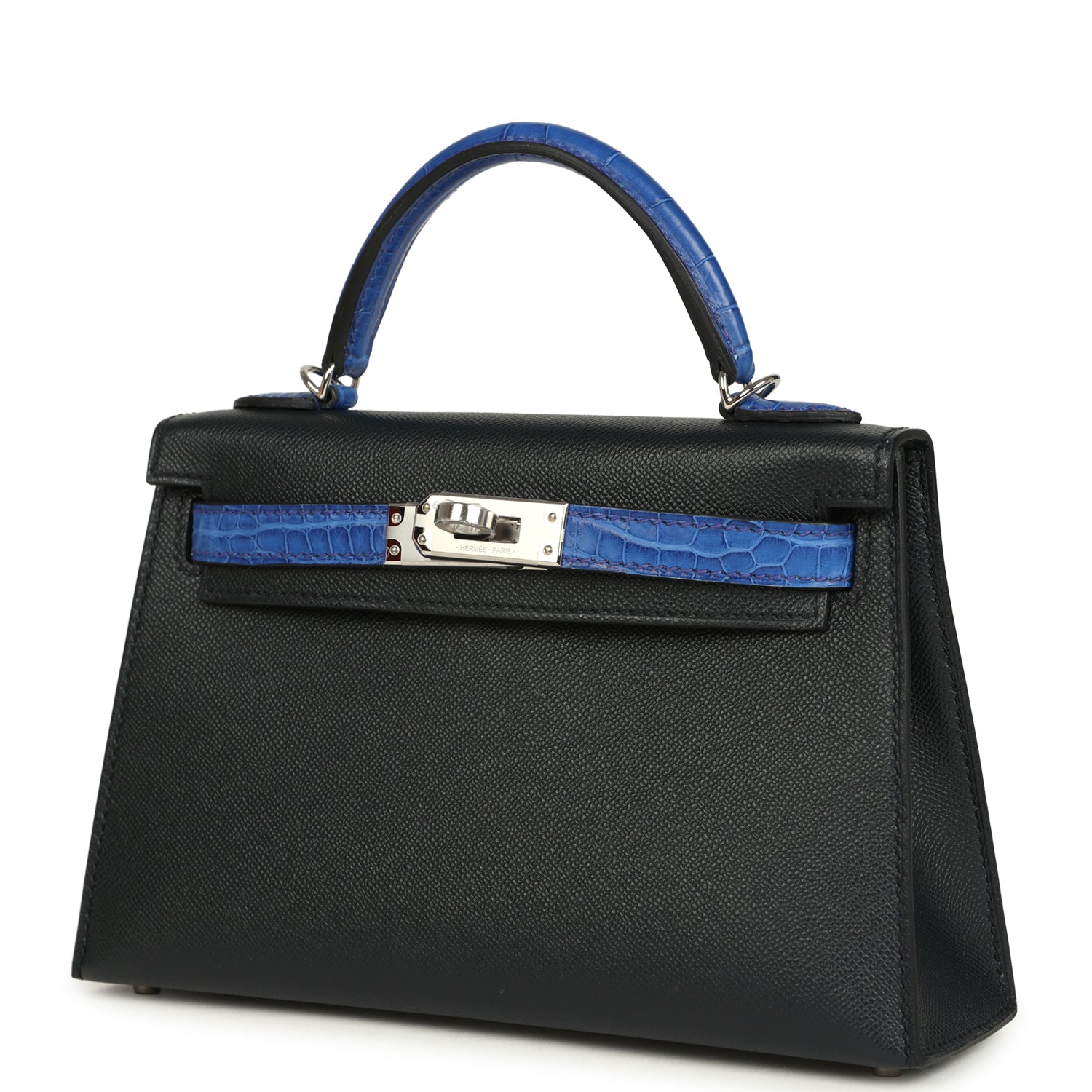 Hermes Kelly Sellier 20 Bleu De Minuit Madame and Bleu Electric Matte Alligator Mississippiensis Touch Palladium Hardware