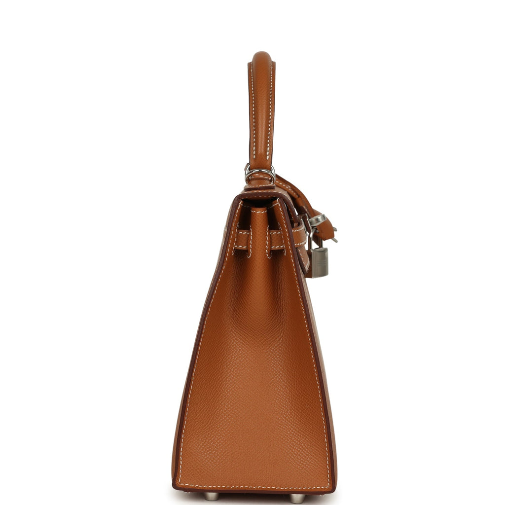 Hermes Kelly Sellier 25 Gold Epsom Palladium Hardware