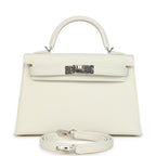 Hermes Kelly Sellier 20 New White Epsom Palladium Hardware