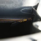 Vintage Hermes Kelly Sellier 28 Bleu Marine Box Gold Hardware