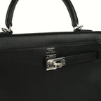 Hermes Kelly Retourne 25 Black Cheri Palladium Hardware