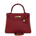 Hermes Kelly Retourne 28 Rouge Grenat Togo Gold Hardware