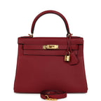 Hermes Kelly Retourne 28 Rouge Grenat Togo Gold Hardware