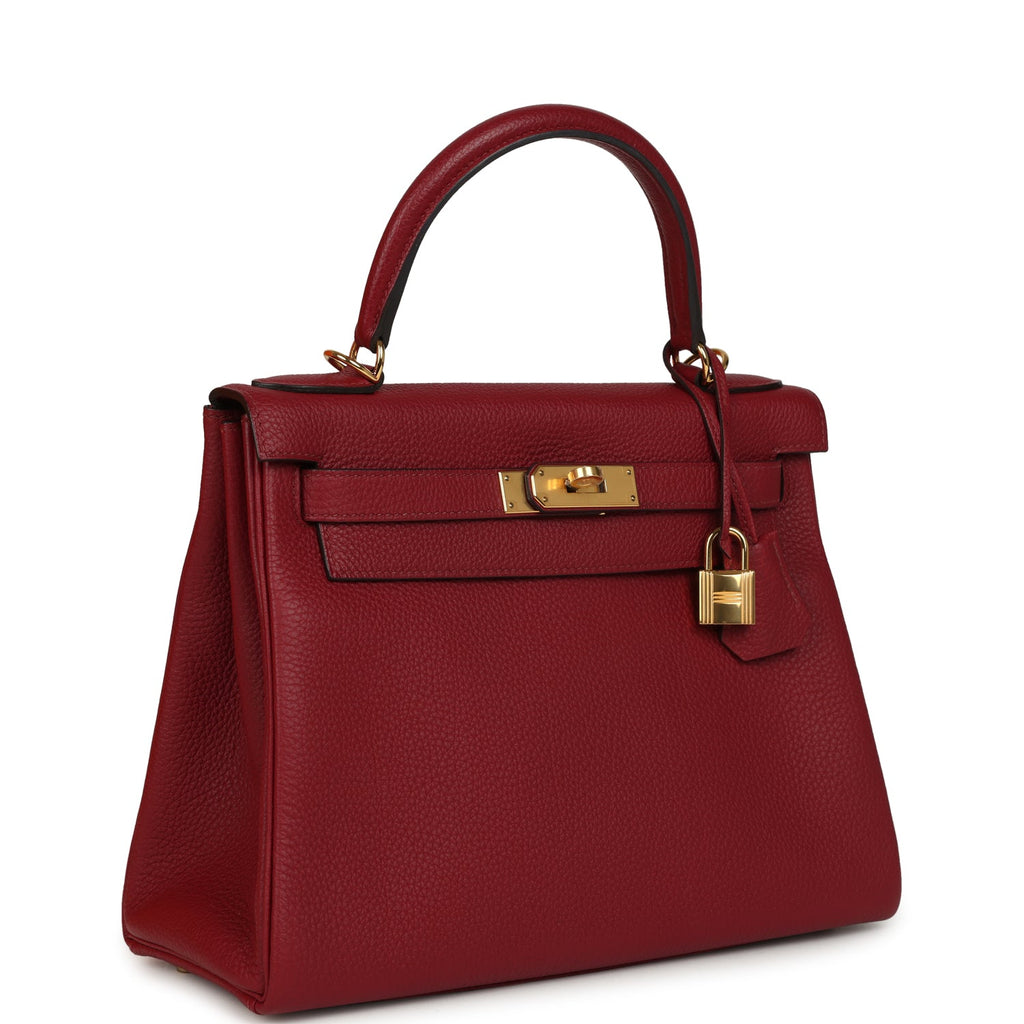 Hermes Kelly Retourne 28 Rouge Grenat Togo Gold Hardware