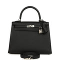 Hermes Kelly Sellier 25 Black Epsom Palladium Hardware