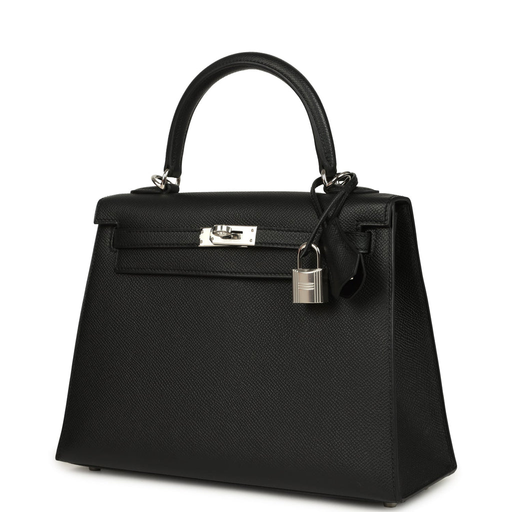 Hermes Kelly Sellier 25 Black Epsom Palladium Hardware