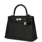 Hermes Kelly Sellier 25 Black Epsom Palladium Hardware