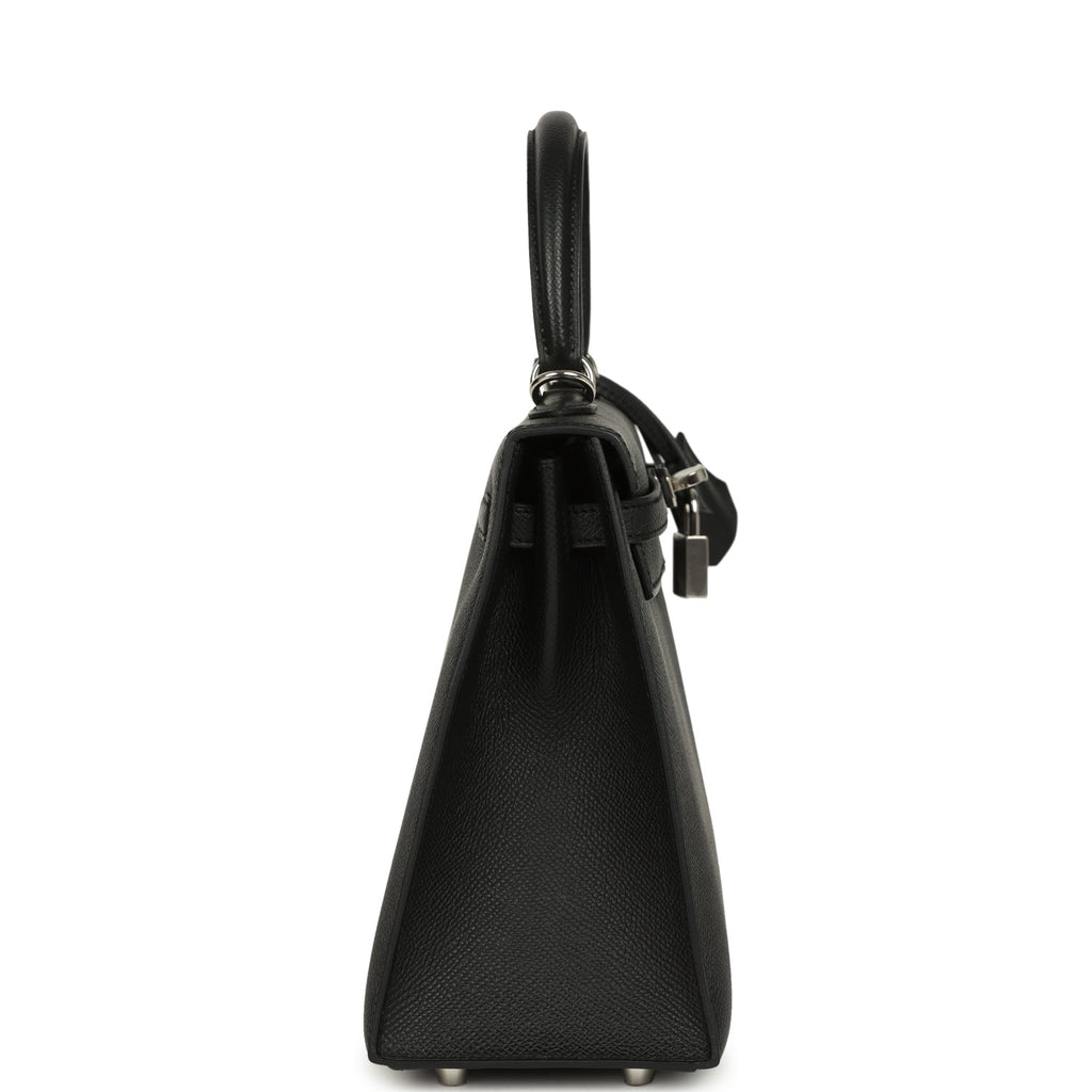 Hermes Kelly Sellier 25 Black Epsom Palladium Hardware