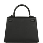 Hermes Kelly Sellier 25 Black Epsom Palladium Hardware