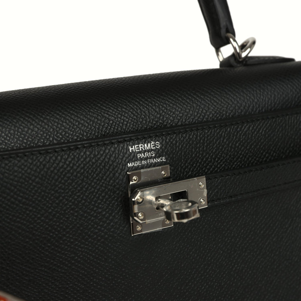 Hermes Kelly Sellier 25 Black Epsom Palladium Hardware