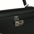 Hermes Kelly Sellier 25 Black Epsom Palladium Hardware