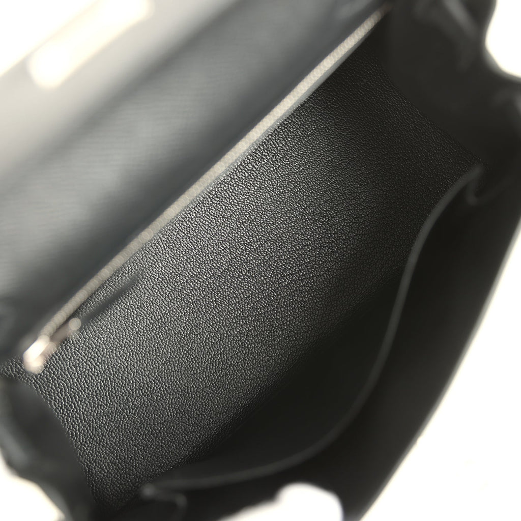 Hermes Kelly Sellier 25 Black Epsom Palladium Hardware