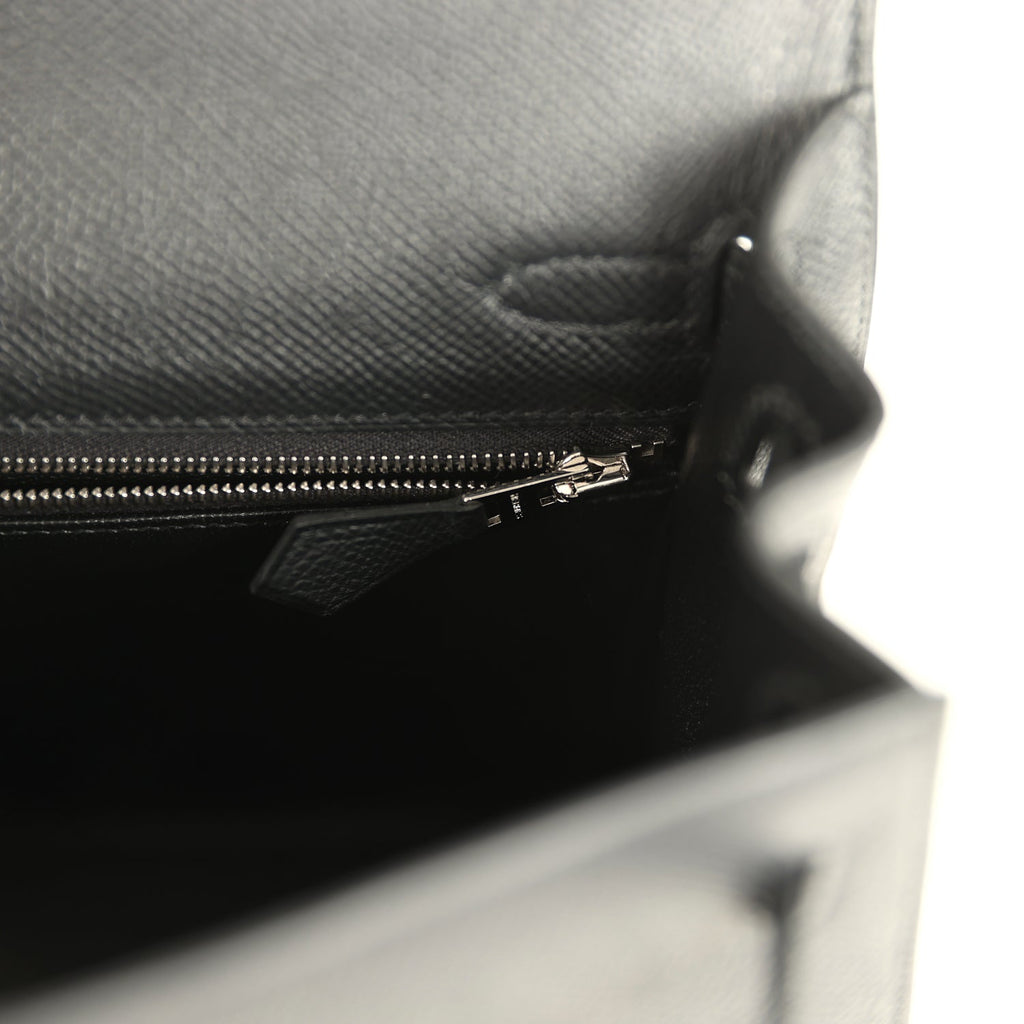 Hermes Kelly Sellier 25 Black Epsom Palladium Hardware