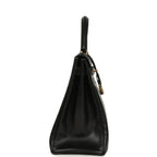 Vintage Hermes Kelly Retourne 35 Black Box Gold Hardware