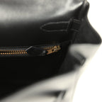 Vintage Hermes Kelly Retourne 35 Black Box Gold Hardware