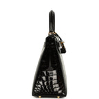 Hermes Kelly Sellier 28 Black Shiny Niloticus Crocodile Gold Hardware