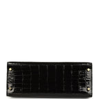 Hermes Kelly Sellier 28 Black Shiny Niloticus Crocodile Gold Hardware