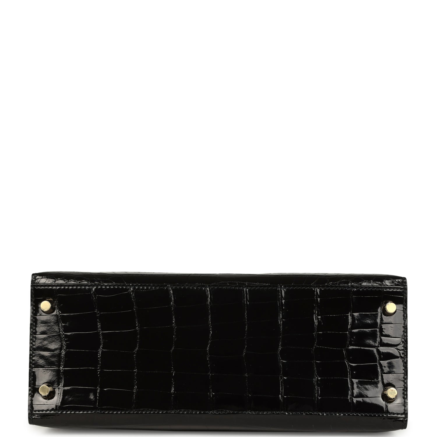 Hermes Kelly Sellier 28 Black Shiny Niloticus Crocodile Gold Hardware